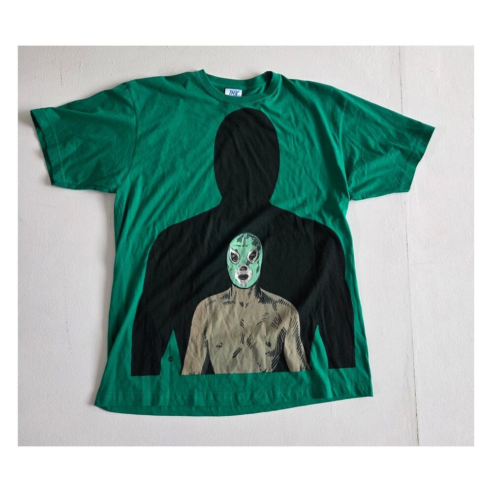 Vintage style green El Santo lucha libre graphic tee Mexico XL
